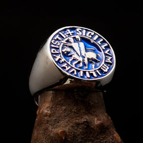 Knights Templar Ring - Blue Sigillum MilItum XPISTI - Bricks Masons