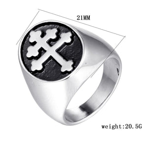 Knights Templar Ring - Cross Signet Silver - Bricks Masons