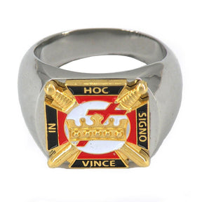 Knights Templar Ring - In Hoc Signo Vince Stainless Steel - Bricks Masons