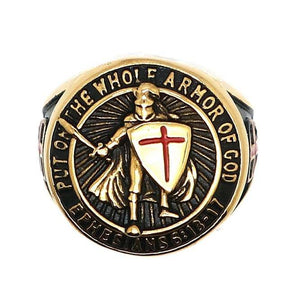 Knights Templar Ring - "Put On The Whole Armor Of God" Cross - Bricks Masons