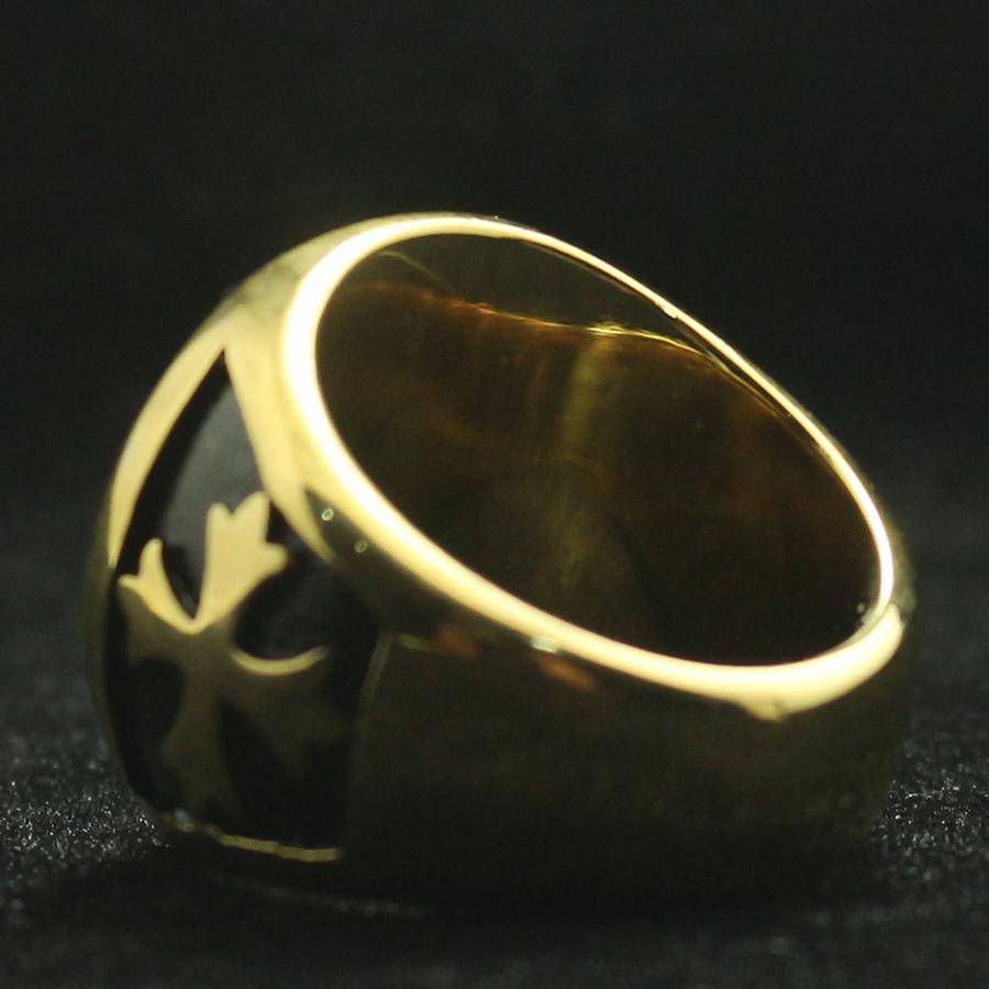 Knights Templar Ring - Saint Michael Protect Us Golden - Bricks Masons
