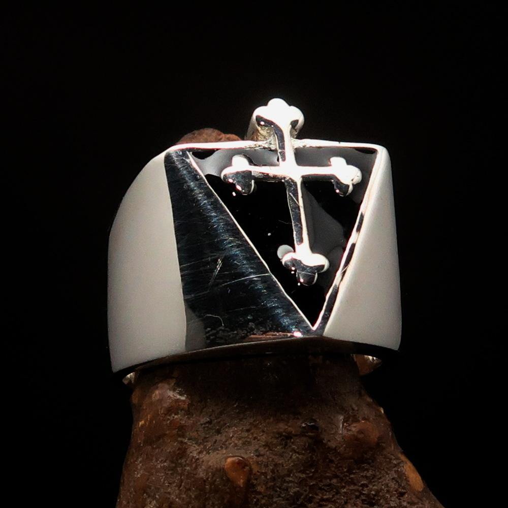 Knights Templar Ring - Silver Cross Sterling Silver - Bricks Masons