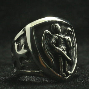 Knights Templar Ring - St. Michael The Archangel Silver - Bricks Masons
