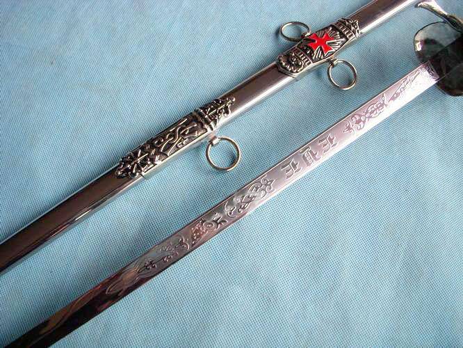 Knights Templar Sword - Red Cross Silver 35.6" - Bricks Masons