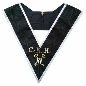 Grand Trésorier 30th Degree French Collar - Black Moire with White Borders