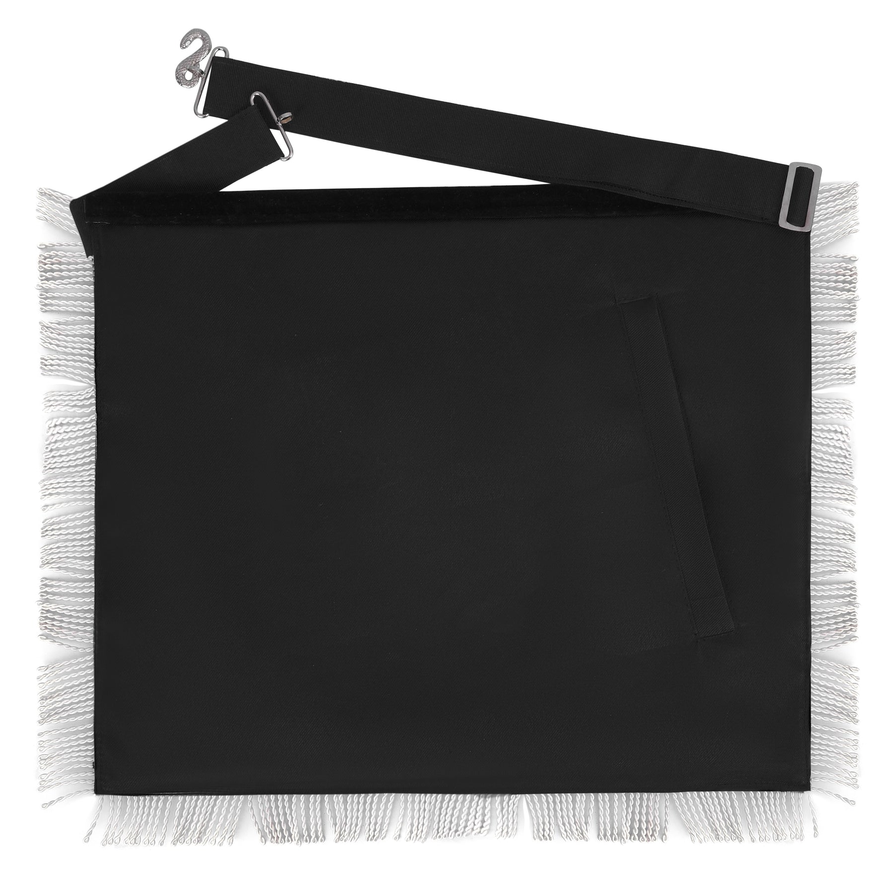 Master Mason Blue Lodge Apron - Black Velvet With Silver Machine Embroidery - Bricks Masons