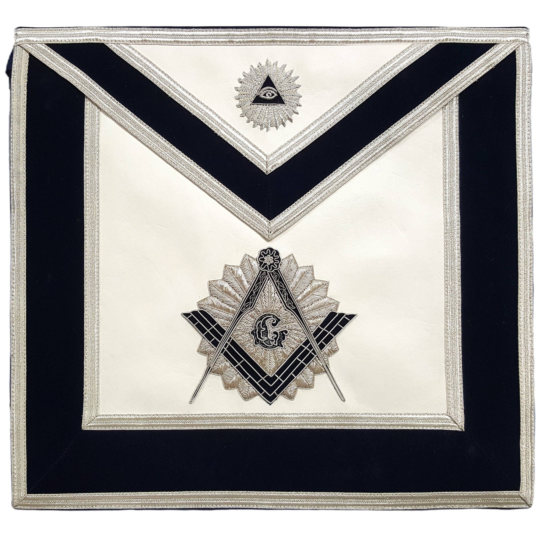 Master Mason Blue Lodge Apron - Navy Blue Hand Embroidery - Bricks Masons