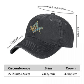 Master Mason Blue Lodge Baseball Cap - Blue & Gold Square Compass - Bricks Masons