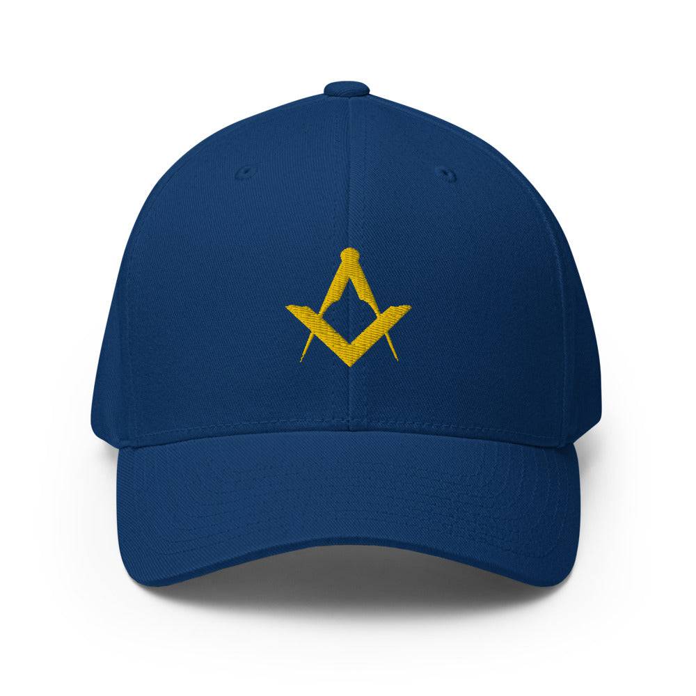 Master Mason Blue Lodge Baseball Cap - Square and Compass Golden Embroidery - Bricks Masons
