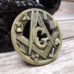 Master Mason Blue Lodge Car Emblem - 3D Auto Emblem Compass And Square Tools Medallion - Bricks Masons