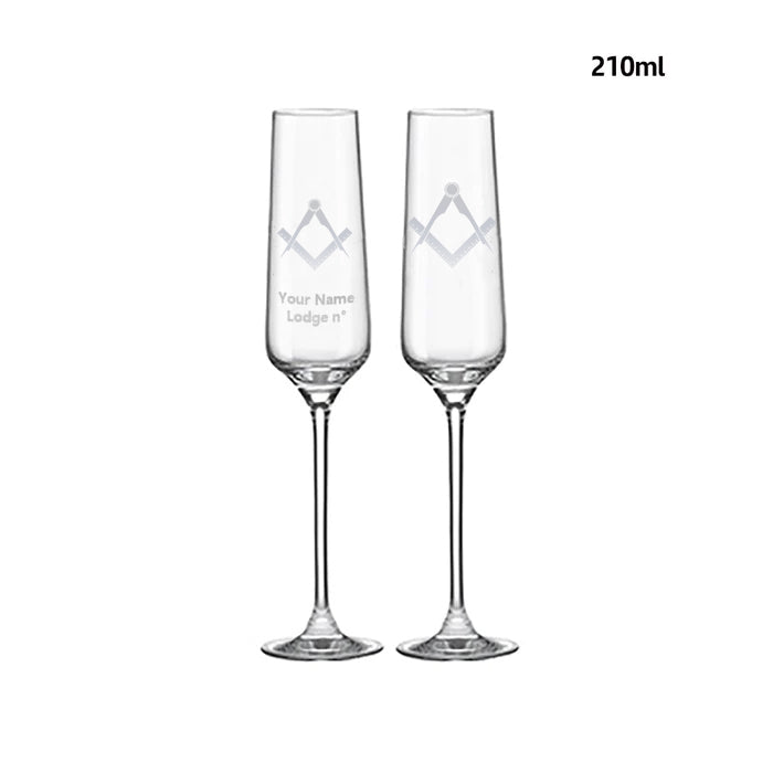 Master Mason Blue Lodge Champagne Flute - 2 Pieces Set - Bricks Masons