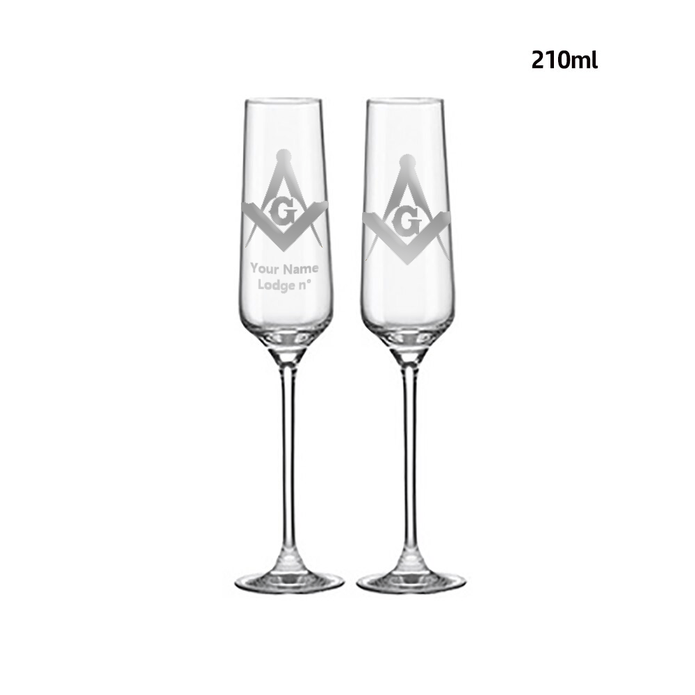 Master Mason Blue Lodge Champagne Flute - 2 Pieces Set - Bricks Masons