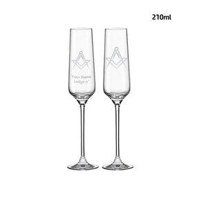 Master Mason Blue Lodge Champagne Flute - 2 Pieces Set - Bricks Masons