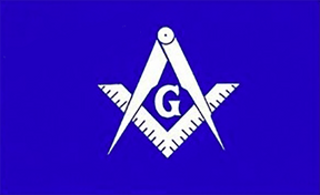 Master Mason Blue Lodge Flag - Blue & White Square & Compass G - Bricks Masons