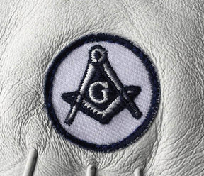 Master Mason Blue Lodge Gloves - White Leather with Square & Compass G - Bricks Masons