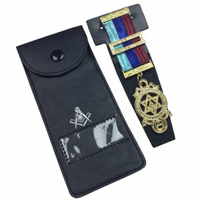 Master Mason Blue Lodge Jewels Case - Black Imitation Leather - Bricks Masons