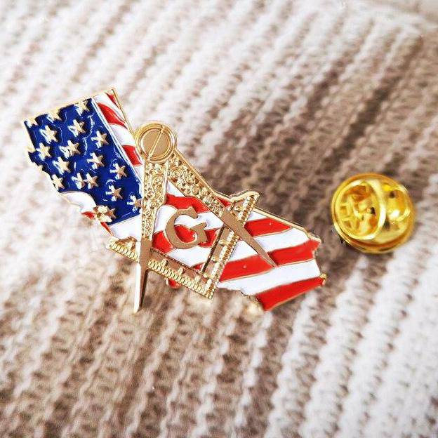 Master Mason Blue Lodge Lapel Pin - California State Flag - Bricks Masons