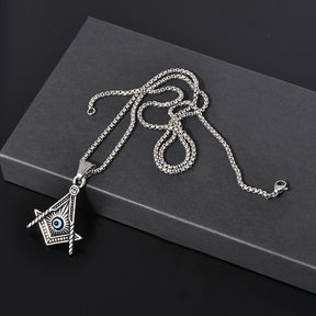 Master Mason Blue Lodge Necklace - Gold & Silver All Seeing Eye Titanium Steel Pendants - Bricks Masons