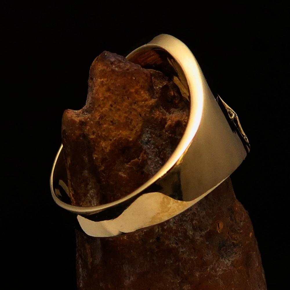 Master Mason Blue Lodge Ring - Gold Shiny Brass Square & Compass G - Bricks Masons