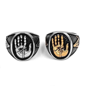 Master Mason Blue Lodge Ring - Hand Palm Stainless Steel - Bricks Masons