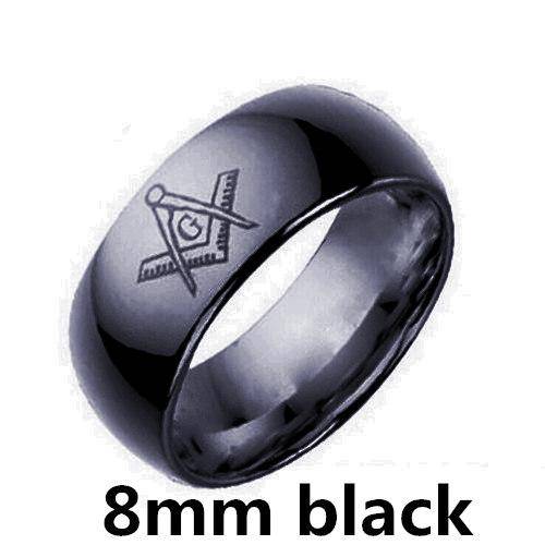 Master Mason Blue Lodge Ring - Le Baiser Square & Compass Smooth Round - Bricks Masons