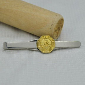 Master Mason Blue Lodge Tie Bar - Square and Compass G Hexagon - Bricks Masons