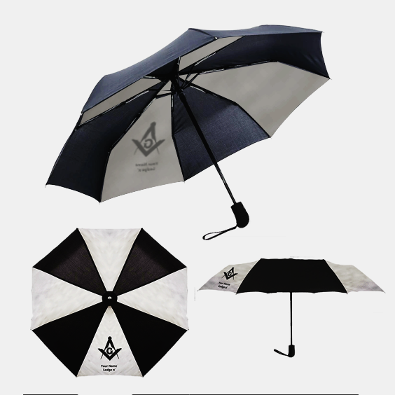 Master Mason Blue Lodge Umbrella - Three Folding Windproof - Bricks Masons