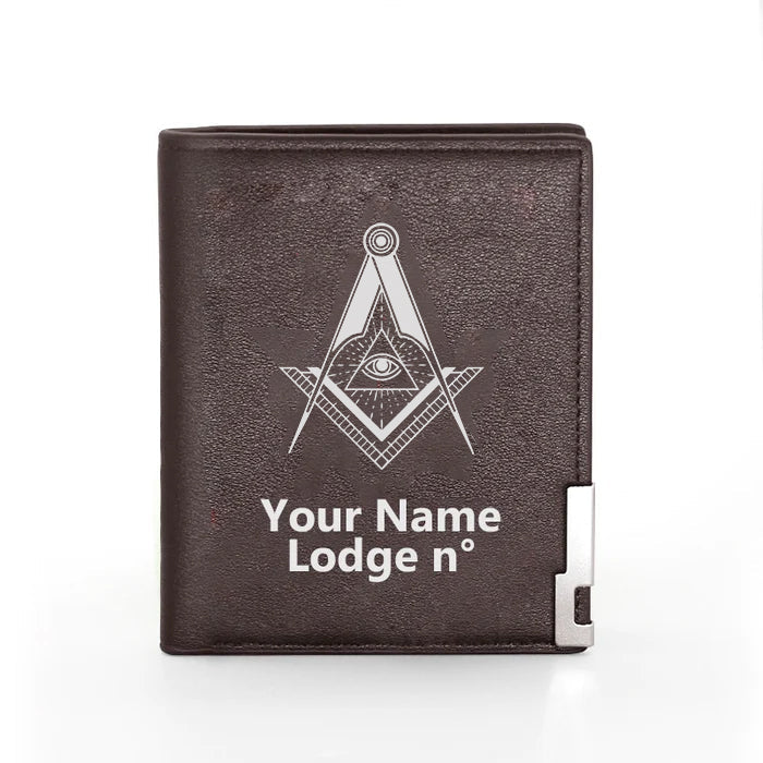 Master Mason Blue Lodge Wallet - Black & Brown - Bricks Masons