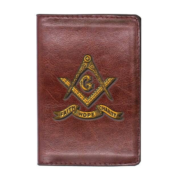 Master Mason Blue Lodge Wallet - Credit Card Holder (Black/Brown) - Bricks Masons