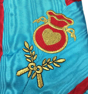 Officers Memphis Misraim French Regulation Officer Collar Set - Turquoise Machine Embroidery - Bricks Masons