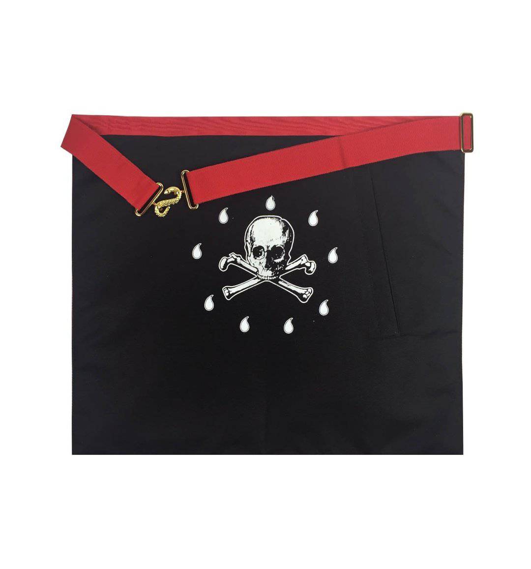 Officers Scottish Rite Officer Apron Set - Royal Red Moire Ribbon Machine Embroidery - Bricks Masons
