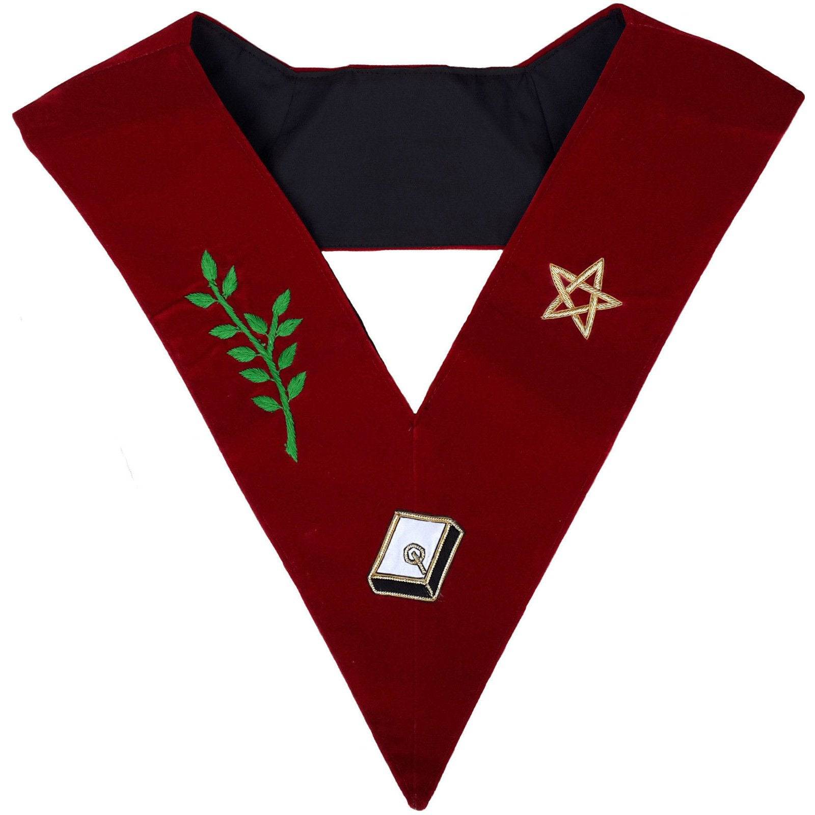 Officers Scottish Rite Officer Collar Set - Maroon Velvet - Bricks Masons