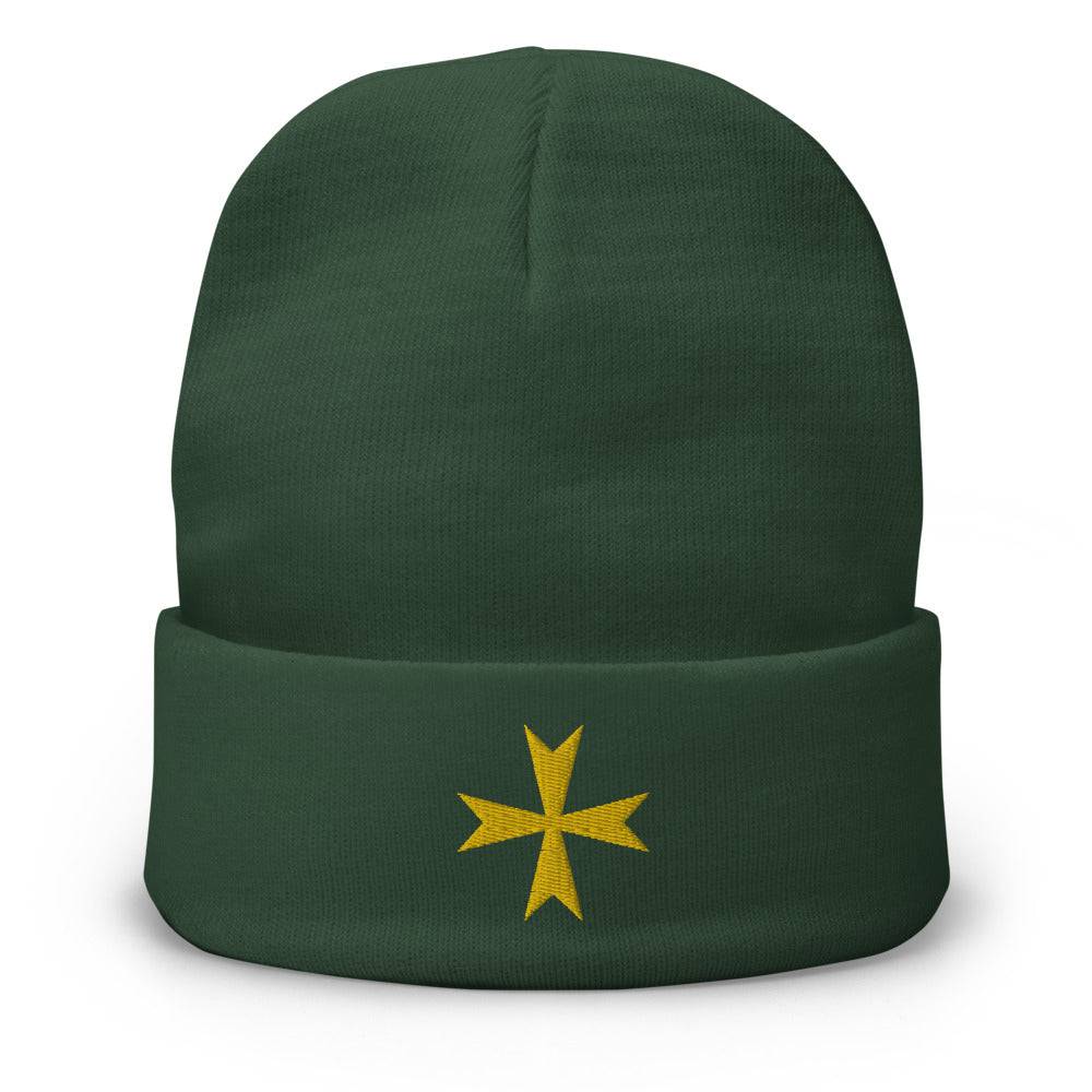 Order Of Malta Beanie - Golden Embroidery - Bricks Masons
