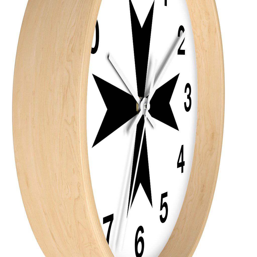 Order Of Malta Clock - Wooden Frame - Bricks Masons