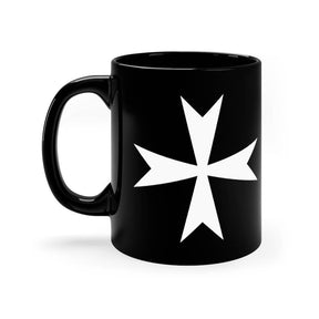 Order Of Malta Mug - Black & White 11oz - Bricks Masons
