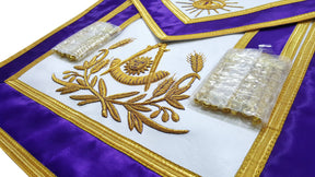 Past Master Blue Lodge Apron - Purple with Gold Hand Embroidery - Bricks Masons