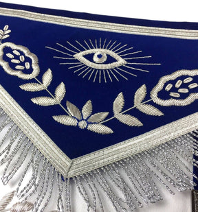 Past Master Blue Lodge Apron - Royal Blue Velvet with Silver Fringe - Bricks Masons