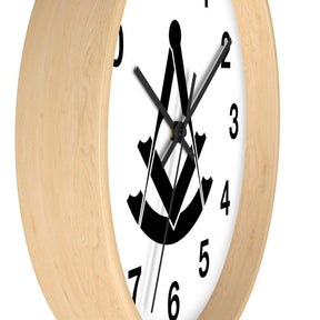 Past Master Blue Lodge Clock - Wooden Frame - Bricks Masons