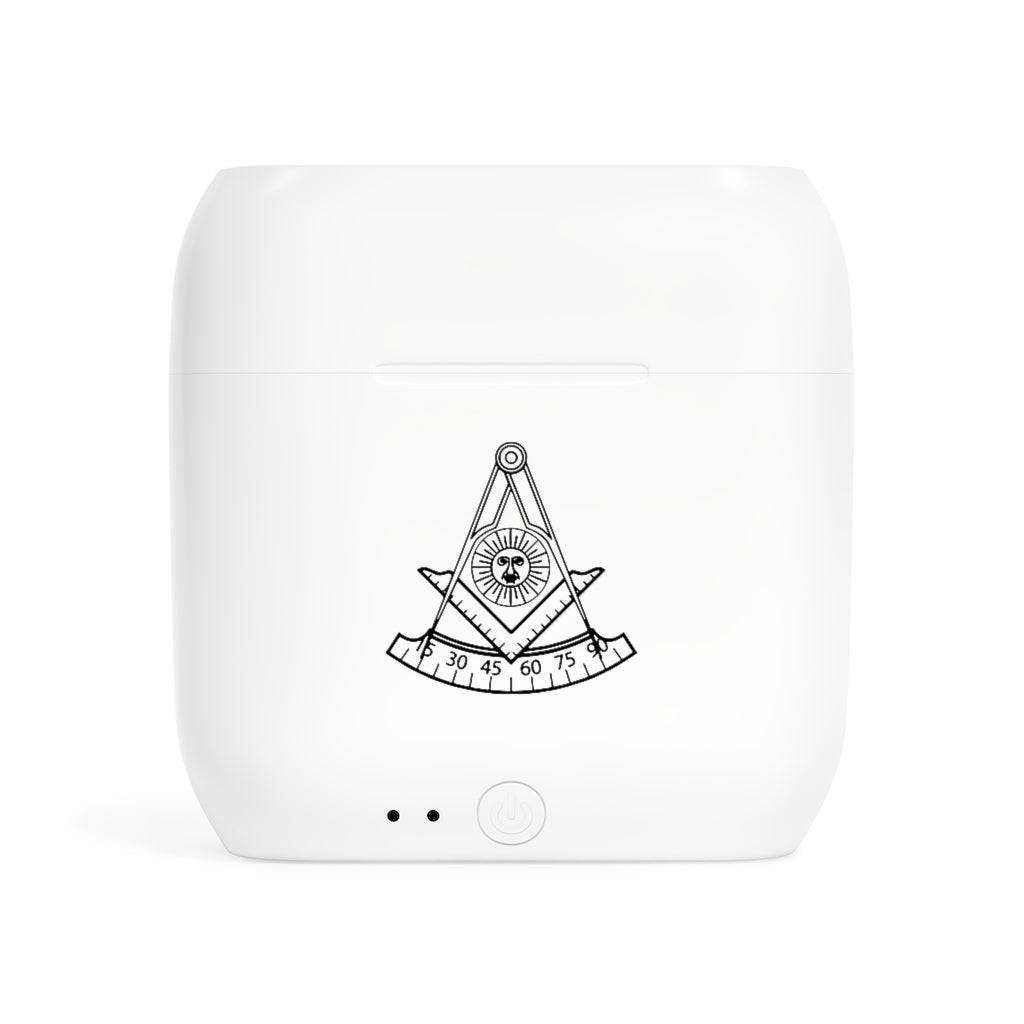 Past Master Blue Lodge Earbud - Black & White - Bricks Masons