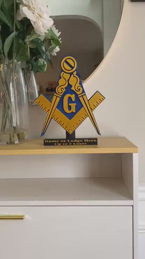 Master Mason Blue Lodge Desk Sign - Personalizable 11” 3D Freemasonry Masonic Crest