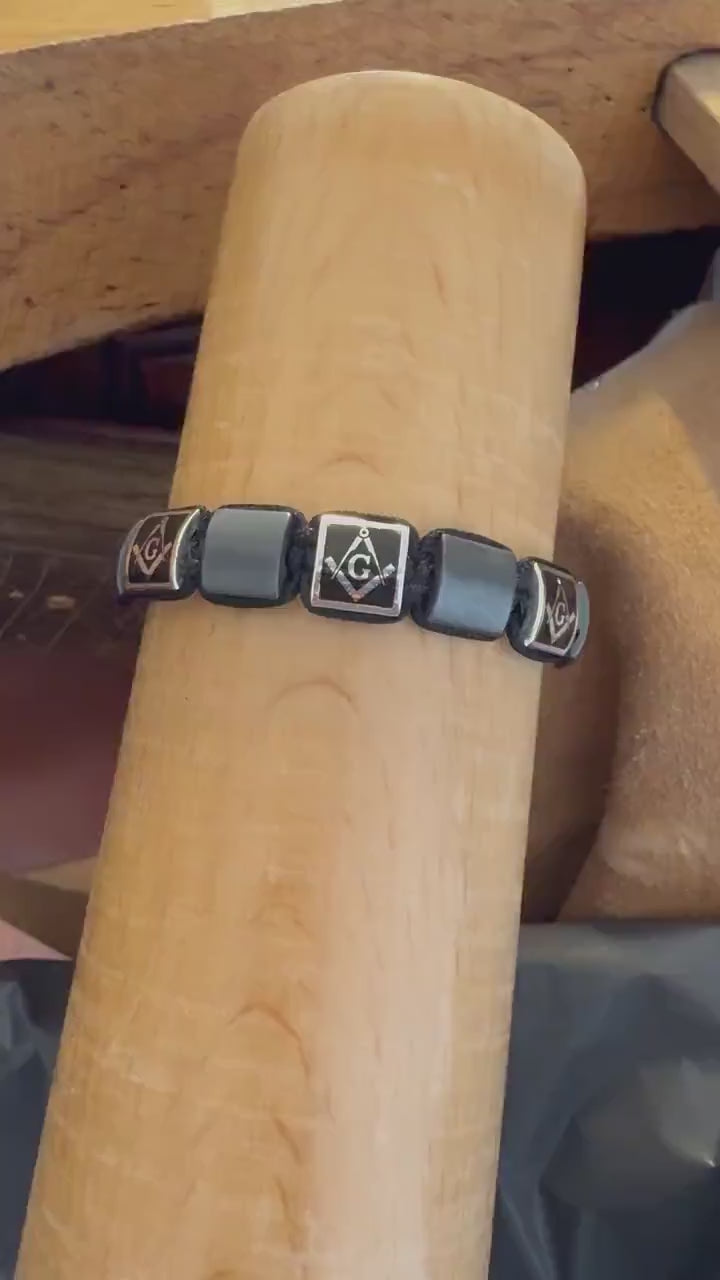 Master Mason Blue Lodge Bracelet - Handcrafted Blue & Black Enamel