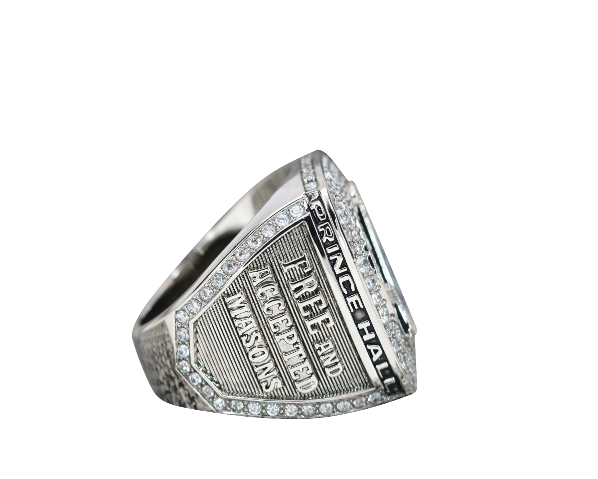 Master Mason Blue Lodge Ring - 925 Sterling Silver Shining Rhinestones - Bricks Masons