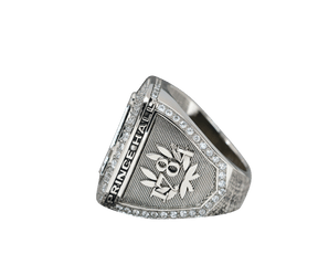 Master Mason Blue Lodge Ring - 925 Sterling Silver Shining Rhinestones - Bricks Masons