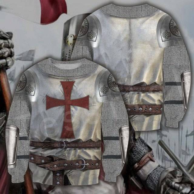 Knights Templar Commandery Hoodie - Casual Knight Templar Armor 3D Print Pullover