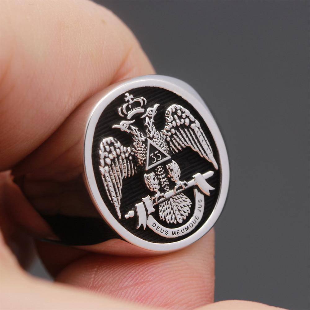 33rd Degree Scottish Rite Ring - Black Oval 925 sterling silver