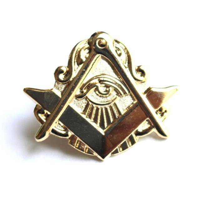 Master Mason Lapel Pin - Gold Square & Compass Eye