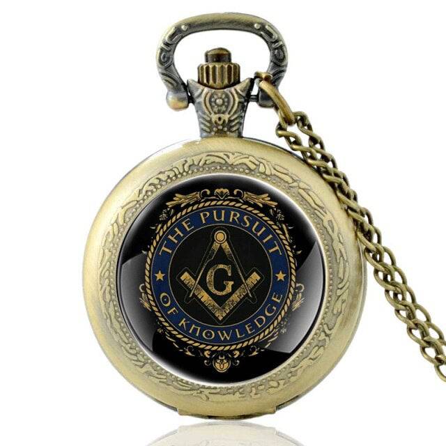 Master Mason Blue Lodge Pocket Watch - The Pursuit Of Knowledge Quartz