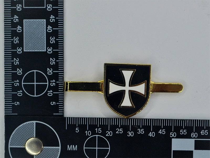 Knights Templar Commandery Tie Bar - White Cross Black Shield