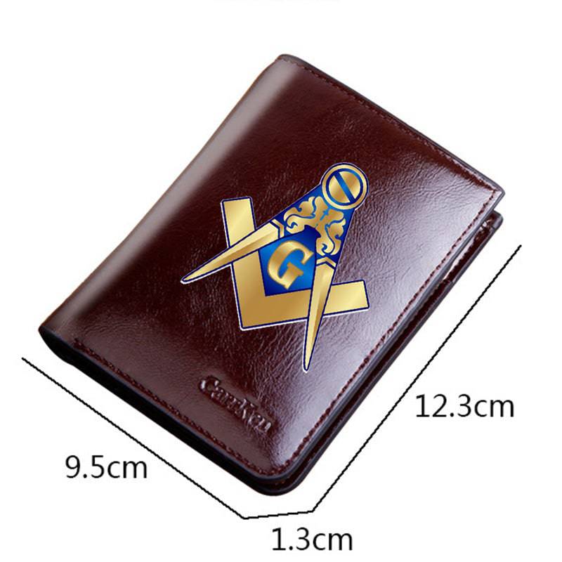 Master Mason Blue Lodge Wallet - With Credit Card Holder Leather (Black/Coffee)