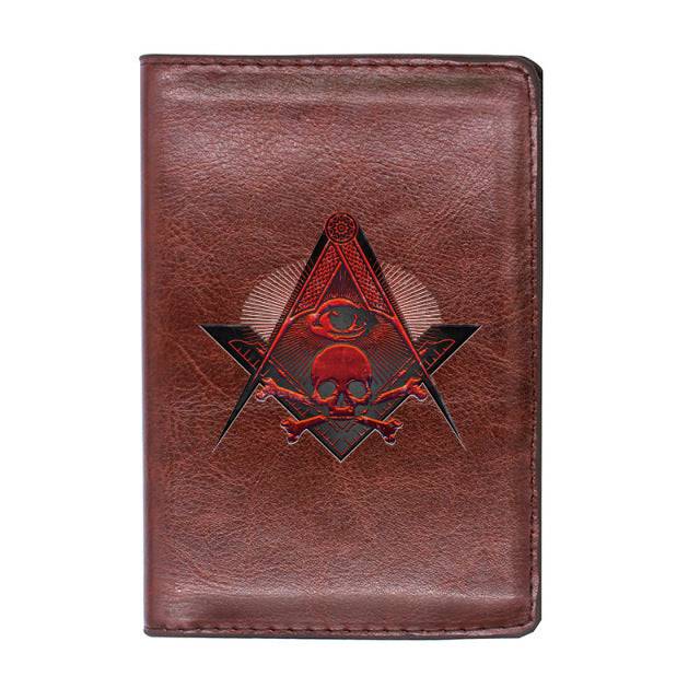 Widows Sons Wallet - Skull and Bones PU Leather Passport & Credit Card Holder (Black/Brown)